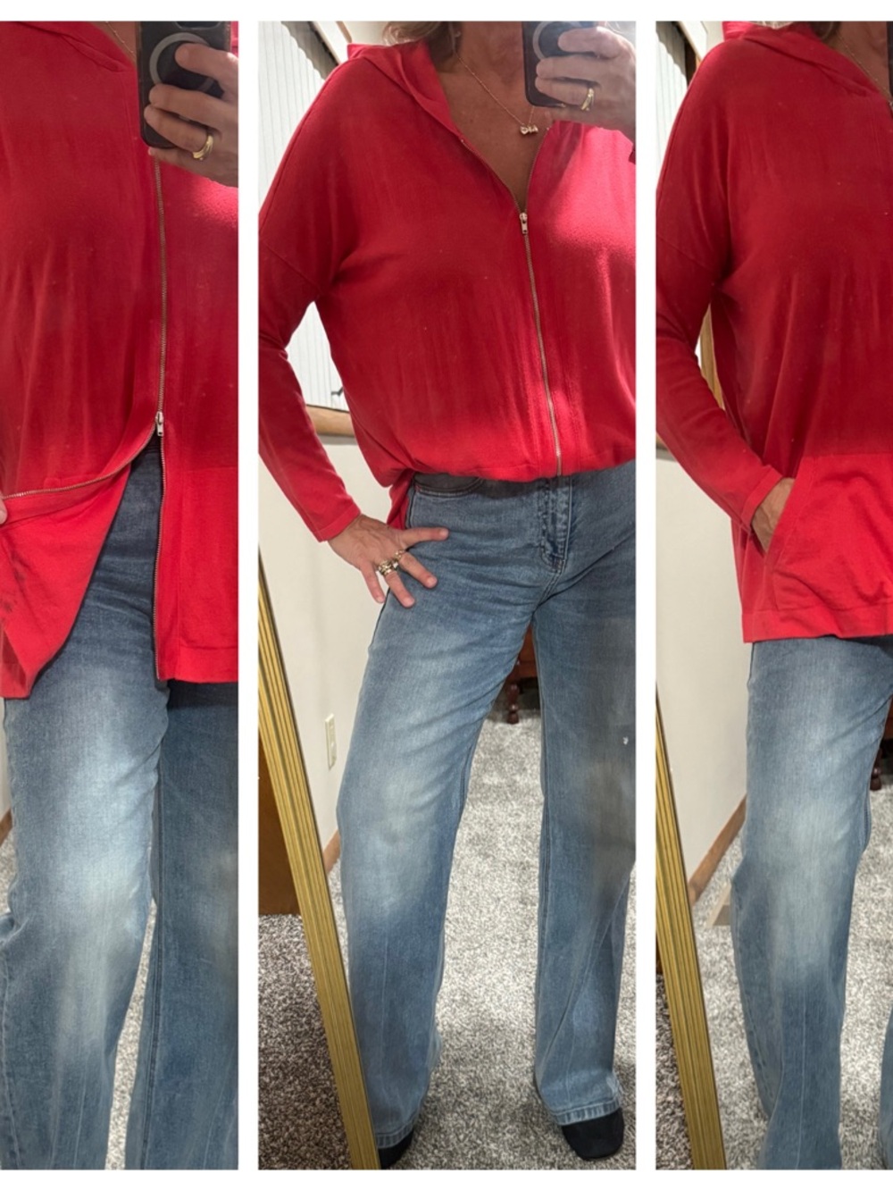 CAbi Red lightweight pink hoodie